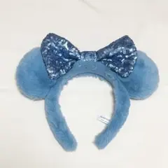 ふわふわスパンコールカチューシャ ディズニー ブルー ミニー