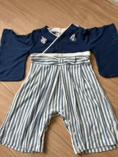 袴ロンパース 青白ストライプ