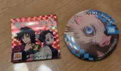 鬼滅の刃 冨岡義勇、胡蝶しのぶシール、嘴平伊之助缶バッジ