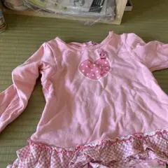 ピンク ハート柄 トップスとレッグウォーマーセット 100cm