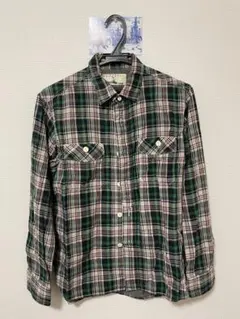 BACK NUMBER グリーン系チェック ネルシャツ　S