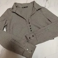 ZARA ショートジャケット　千鳥柄