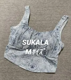 ③SUKALA スカーラ ヨガウェア 花柄ブラトップ M ライトブルー