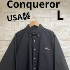 USA製　長袖ワークシャツ　コンカラー　長袖シャツ　シャツ　サイズL