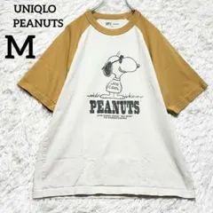 ユニクロ リンガーネック ラグランTシャツ スヌーピー 半袖 綿100% M