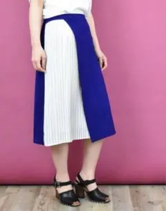 【新品】プリーツスカート タイト ロング 配色 美シルエット 上品 春夏のサムネイル