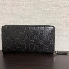 GUCCI ブラックレザー GGパターン 長財布