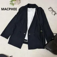 マカフィー　コットン100%薄手ダブルジャケット　ネイビー　38 七分袖のサムネイル