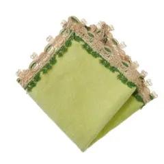 新品未使用☆近沢レース店　和レース　茶道　タオルハンカチ☆イエローグリーン