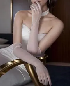 シアー素材 ロンググローブ