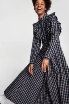 ZARAWOMAN ギンガムチェック ロング シャツワンピース