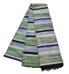 ユ212半幅帯 裂織 横断模様 正絹 着物帯　仕立て上り