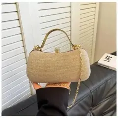 【美品】パーティーバッグ 結婚式 入学式 ショルダーバック ゴールド クラッチ