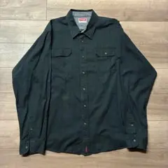 Wrangler 長袖ワークシャツ 墨黒 グランジ XXL オーバーサイズのサムネイル
