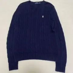 ポロラルフローレン　ケーブルニット　ネイビー　ポニー刺繍　現行　ユニセックス