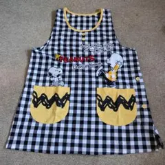 PEANUTS チェック柄エプロン M-L