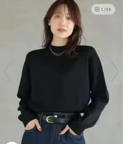 グローバルワーク メルティ スタンドスリットプルオーバー ブラック M