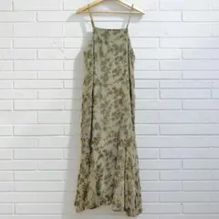 キャミワンピース ベロア 花柄 ロング丈 レイヤード