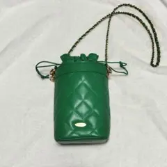 グリーン キルティング ショルダーバッグ