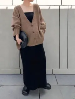 【未使用タグ付】Vネックカーディガン selectMOCA ブラウン