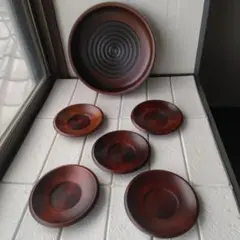 木製 菓子器 茶托 セット 渦巻き模様 未使用なんですがのサムネイル