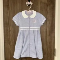 新品　メゾピアノ　バレエ前開きギンガムチェックワンピース　ラベンダー　110cm