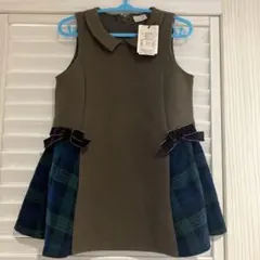 値下げ！プティマイン サイドリボン切替チェック柄ワンピース 90 S ★新品