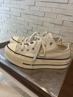 美品 厚底コンバース オールスター リフテッド PS OX シルバーグレー 24