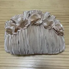 パーティーバッグ プリーツ ピンクベージュ