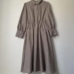 レベッカブティック　チェック柄 長袖ロングワンピース