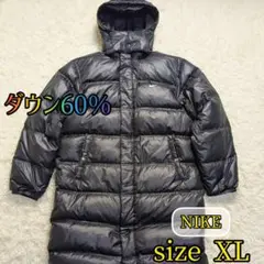 【NIKE✨ダウン✨XL】ベンチコート 肉厚 ブラック 防寒 フード