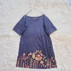 グラニフ 半袖ワンピース 花柄 ポケット有 綿100% リラックス E8759