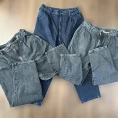 GUダークブルー 、ブラックデニム　キャロットパンツ　L 3本セット
