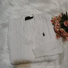 日本サイズS位　ラルフローレン　Vネックニット白