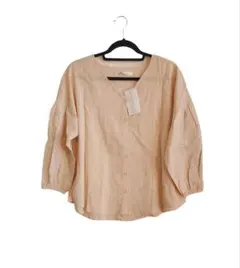 神戸レタス リネン風 ブラウス Ｆ ベージュ レディース 前ボタン 新品未使用