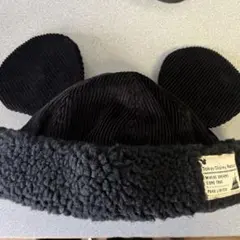 ミッキー　ディズニー ボアキャップ 58cm ブラック 黒 コーデュロイ