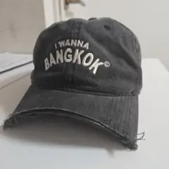 I WANNA BANGKOK キャップ ダメージ加工 ブラック Y2K