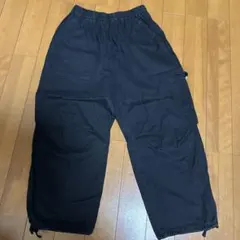ブラックカーゴパンツ ゴムウエスト