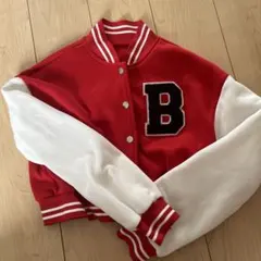 SHEIN スタジャン レッド ホワイト Bワッペン