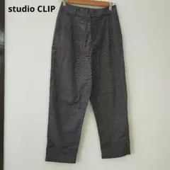studio CLIP リネン混 チェック テーパードパンツ M
