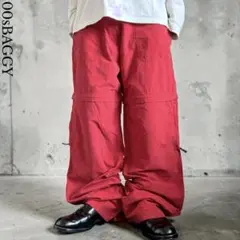 00s BAGGY CARGO PANTS 極太 レッド HIPHOP 2WAYのサムネイル