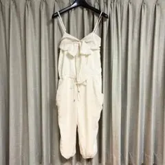 倖田來未 mercy.オールインワン サロペットリボン付きクリーム色ドット柄