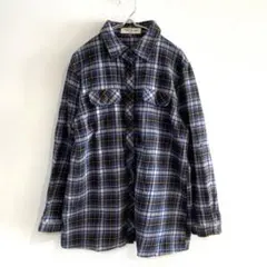 ボタンシャツ フルボタン チェック柄 長袖 綿100％ LL