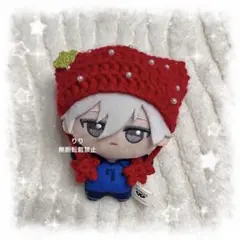 編み物 ちびぐるみ ぬい服 猫耳ニット帽 いちご