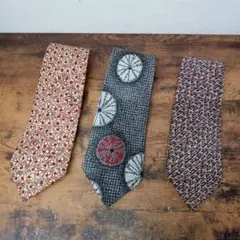 Gs53 ネクタイ　メンズ　3本　まとめ売り　総柄　ブランドネクタイ　シルク