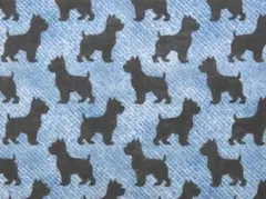 【ゆきちゃん限定】X2654-1 ウエスティ柄 シルエット デニムブルー 1m