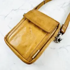 希少 ポーター スマホショルダー レザー キャメル ショルダーバッグ サコッシュ