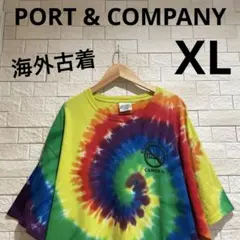 海外古着　タイダイTシャツ　ポートアンドカンパニー　半袖Tシャツ　サイズXL