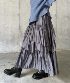 PAGEBOY フリルティアードスカート グレー