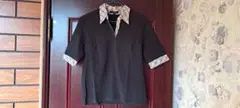 BURBERRY ブラック ポロシャツ 半袖 2サイズ(M)